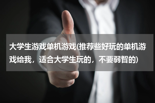 大学生游戏单机游戏(推荐些好玩的单机游戏给我，适合大学生玩的，不要弱智的)